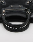 Pre-Loved Classic City Handbag Canvas Plain Mini with Silver Hardware, Black