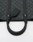 Pre-Loved Sac Plat Tote Monogram Coated Canvas with Silver Hardware, Black