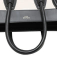 Pre-Loved Luggage Tote Leather Mini with Gold Hardware, Black and White