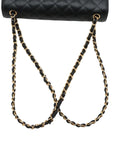 Pre-Loved Classic Double Flap Shoulder Bag Quilted Leather Jumbo with Gold Hardware, Black