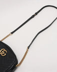 Pre-Loved GG Marmont Matelassé Camera Bag Crossbody Bag Quilted Leather Small with Aged Gold Hardware, Black