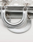 Pre-Loved Lady Dior Handbag Quilted Leather Mini with Silver Hardware, Silver