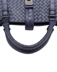 Pre-Loved Roma Tote Intrecciato Leather Medium with Gunmetal Hardware, Navy Blue