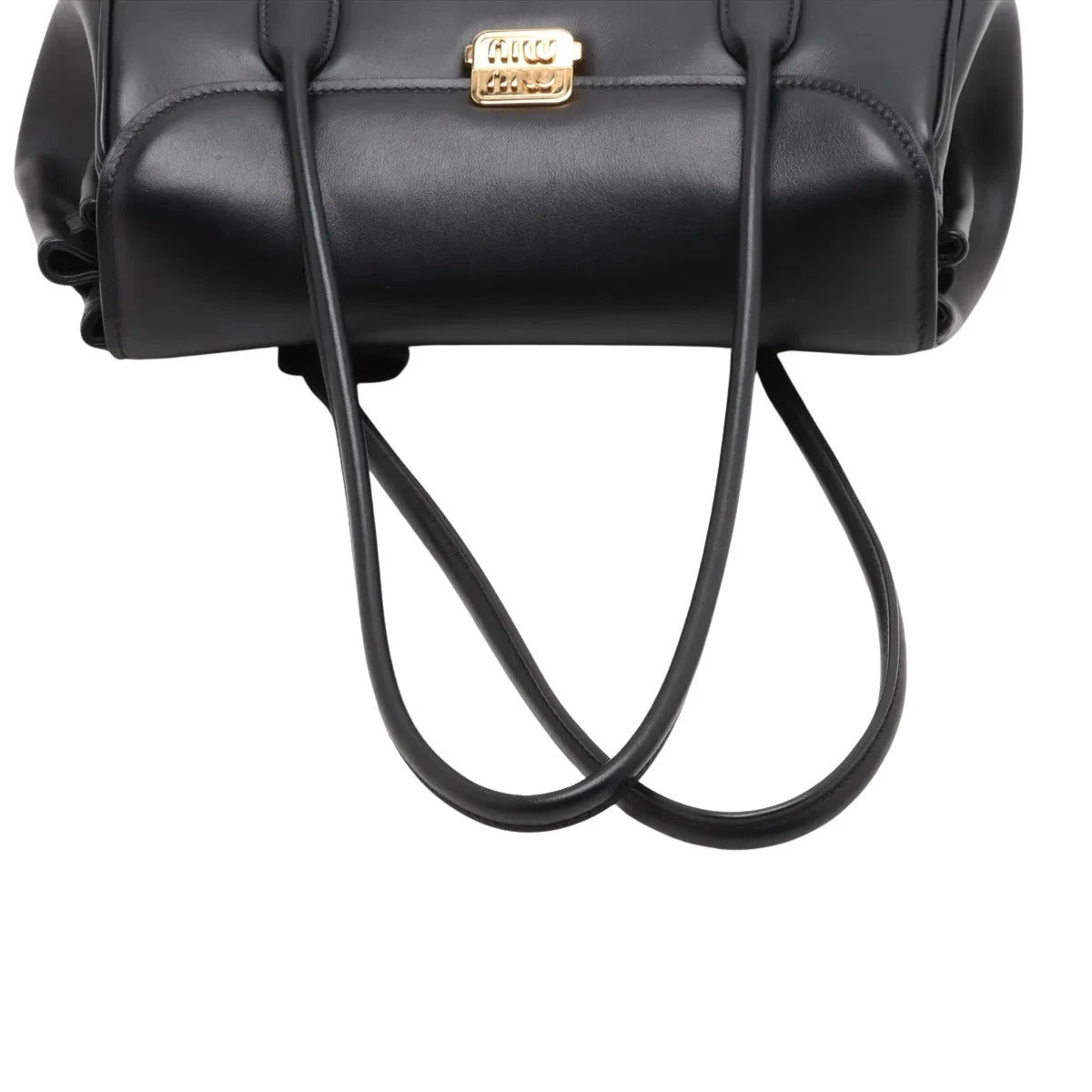 Pre-Loved Nappa Leather Shoulder Bag Leather with Gold Hardware, Black