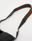 Pre-Loved Web Bucket Bag Bucket Bag Leather with Gold Hardware, Black
