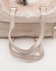 Pre-Loved Shimmer Comète Shoulder Bag Monogram Leather with Silver Hardware, Pink