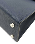 Pre-Loved Kelly Handbag Leather Mini II with Palladium Hardware, Navy Blue