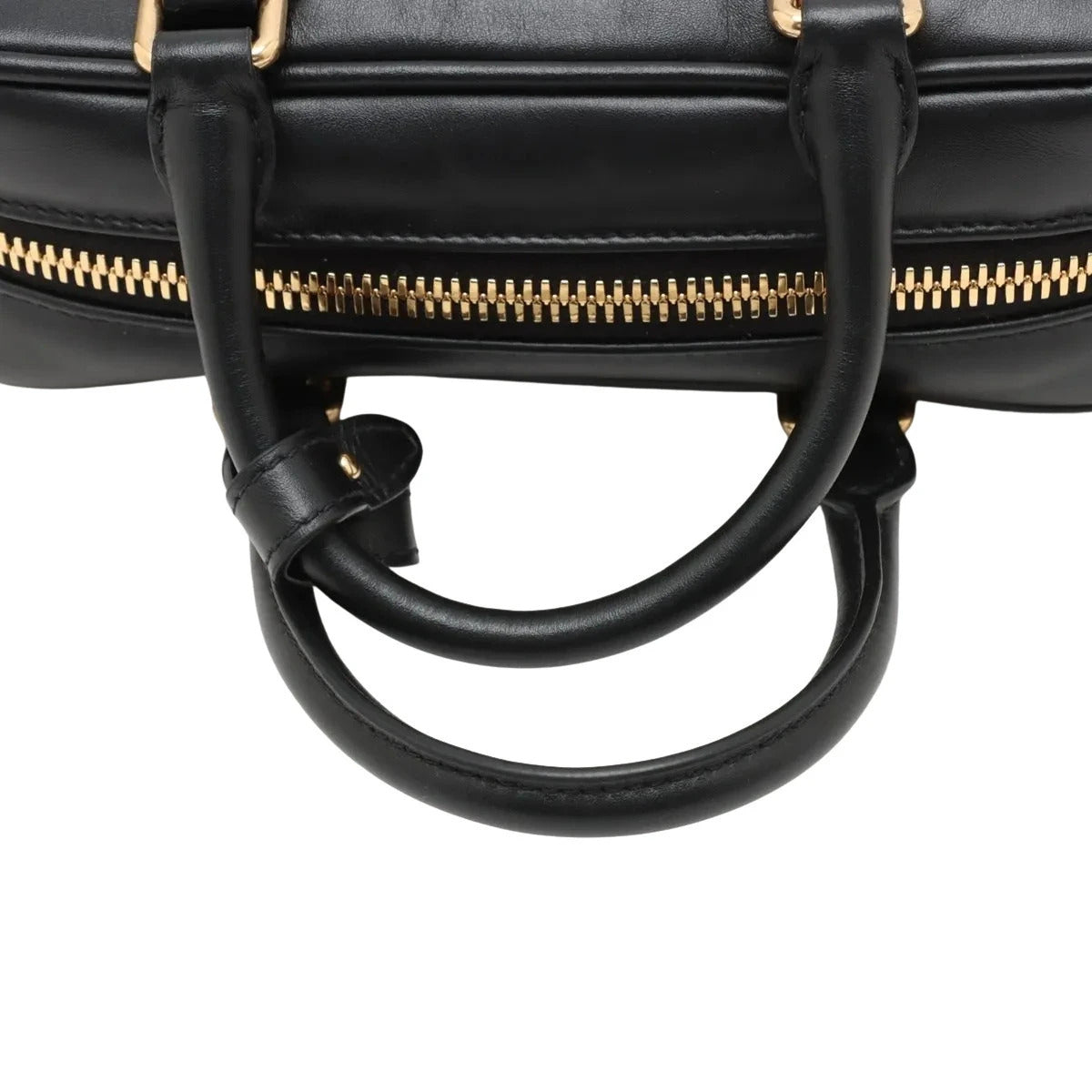 Pre-Loved Bowling Bag Handbag Leather Mini with Gold Hardware, Black