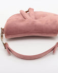 Pre-Loved Saddle Shoulder Bag Suede Mini with Gold Hardware, Pink
