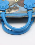 Pre-Loved Speedy Masters Rubens Handbag Printed Coated Canvas 30 with Gold Hardware, Blue Multicolor