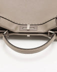 Pre-Loved Peekaboo Selleria Handbag Leather with Silver Hardware, Taupe
