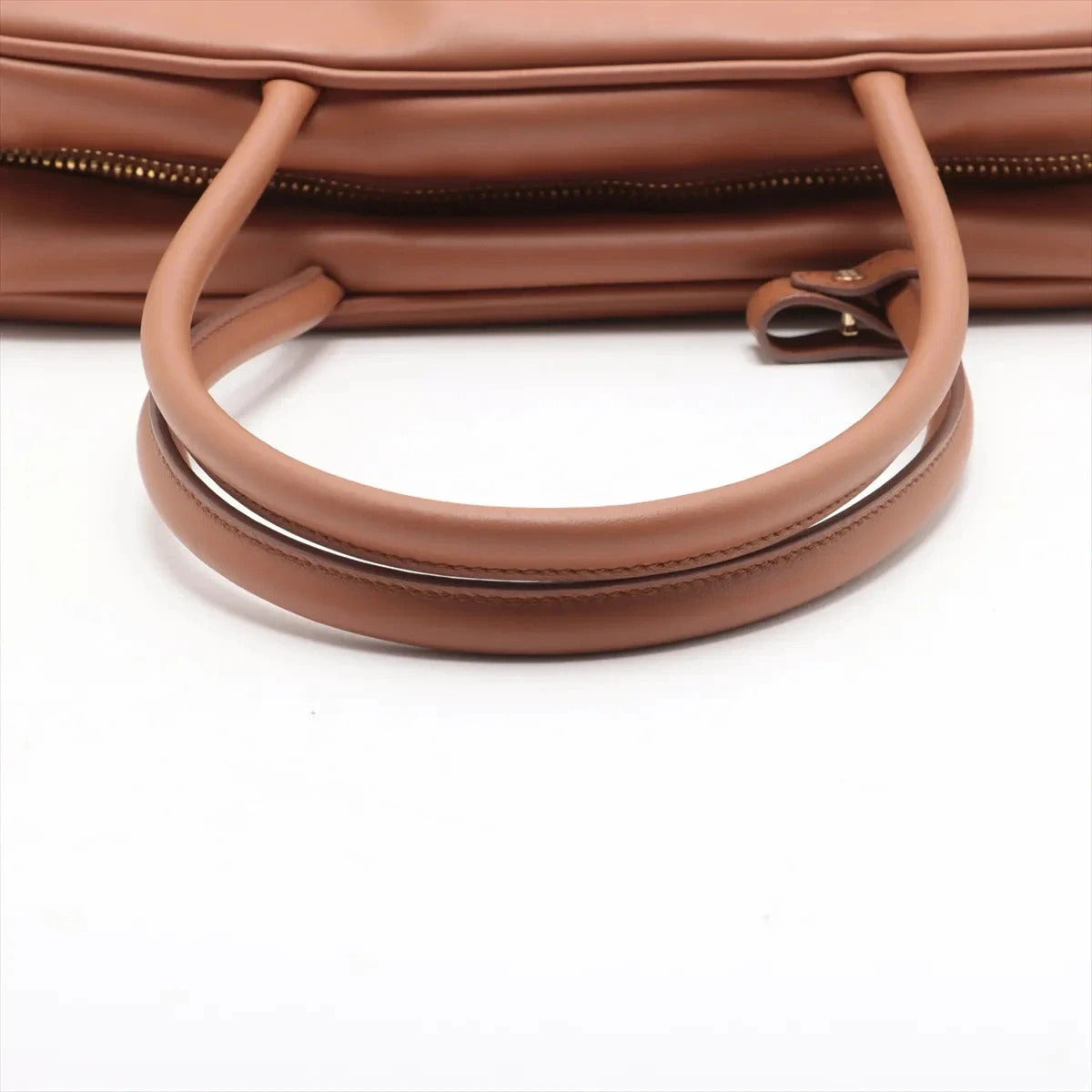 Pre-Loved Bowling Bag Handbag Leather with Gold Hardware, Brown