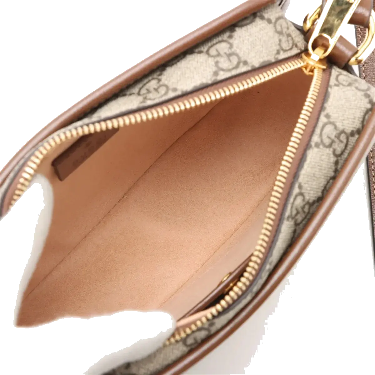 Pre-Loved GG Retro Interlocking G Camera Bag Crossbody Bag GG Supreme Coated Canvas Mini with Gold Hardware, Beige and Ebony