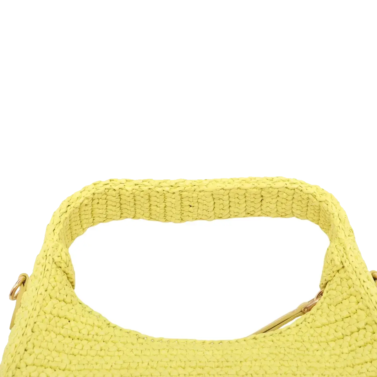 Pre-Loved Wander Hobo Shoulder Bag Raffia Mini with Gold Hardware, Yellow