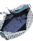 Pre-Loved Mamma Baguette Shoulder Bag Zucchino Coated Canvas with Silver Hardware, Grey / Navy