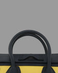 Pre-Loved Luggage Tote Leather Micro with Rose Gold Hardware, Navy, Yellow, and Beige