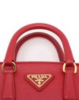 Pre-Loved Saffiano Mini Bauletto Handbag Leather Mini with Gold Hardware, Red