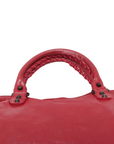 Pre-Loved City Handbag Leather with Matte Black Hardware, Red