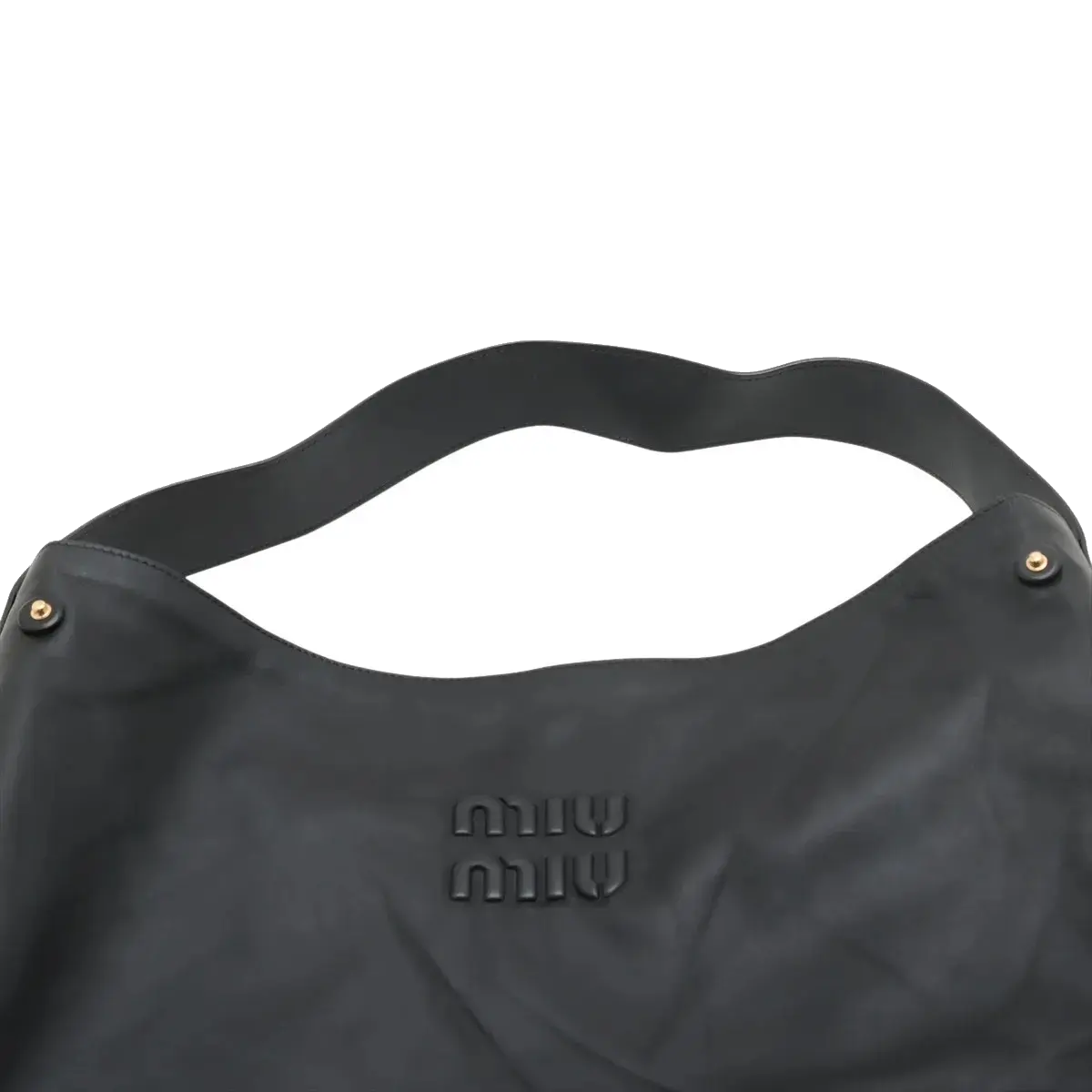 Pre-Loved Nappa Leather Hobo Shoulder Bag Leather with Gold Hardware, Black