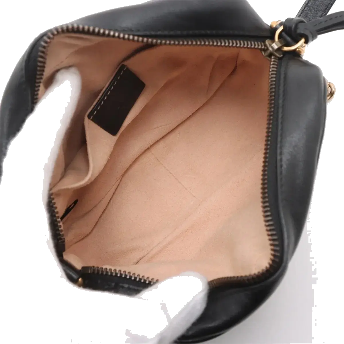 Pre-Loved GG Marmont Matelassé Camera Bag Crossbody Bag Quilted Leather Mini with Aged Gold Hardware, Black