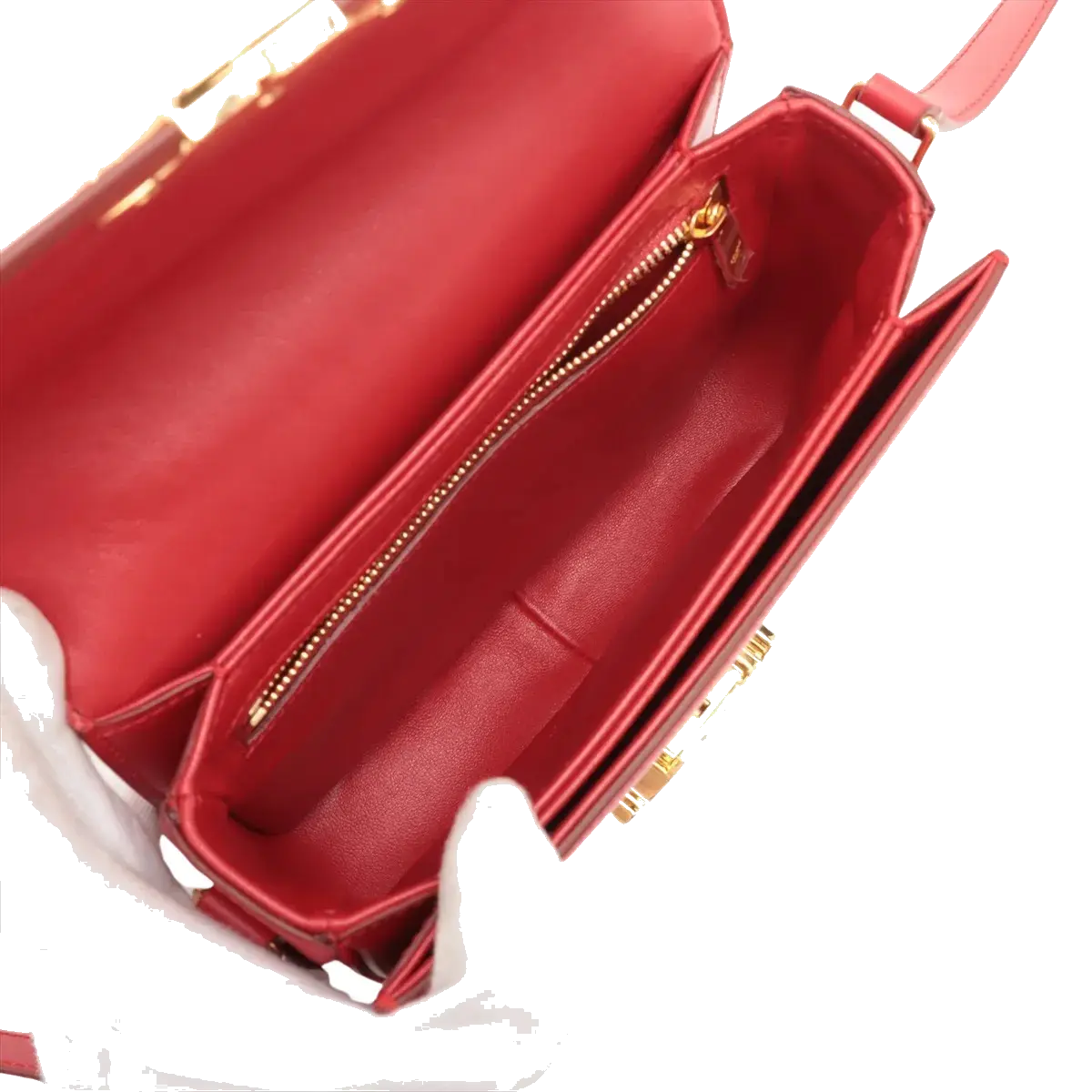 Pre-Loved Triomphe Shoulder Bag Leather Teen with Gold Hardware, Red