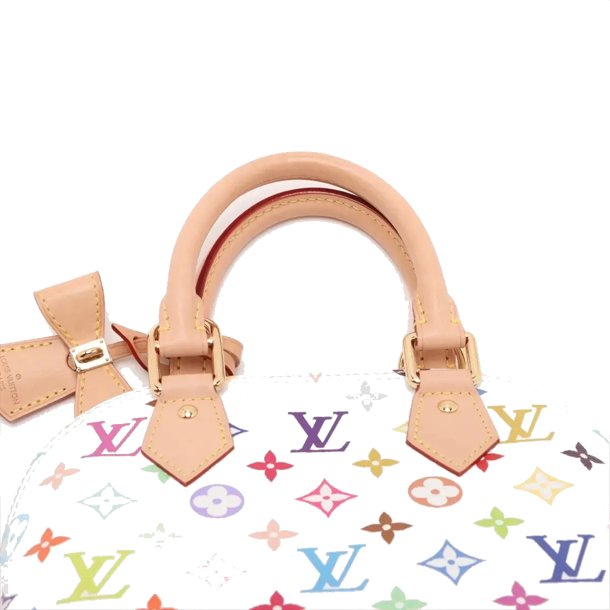 Pre-Loved Alma BB Handbag Monogram Coated Canvas BB with Gold Hardware, White Multicolore