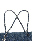 Pre-Loved Tweed on Stitch Bubble Quilt Tote Quilted Nylon with Silver Hardware, Blue