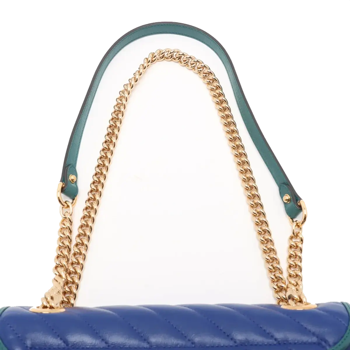 Pre-Loved GG Marmont Shoulder Bag Quilted Leather Small with Gold Hardware, Blue