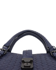Pre-Loved Roma Tote Intrecciato Leather Medium with Gunmetal Hardware, Navy Blue