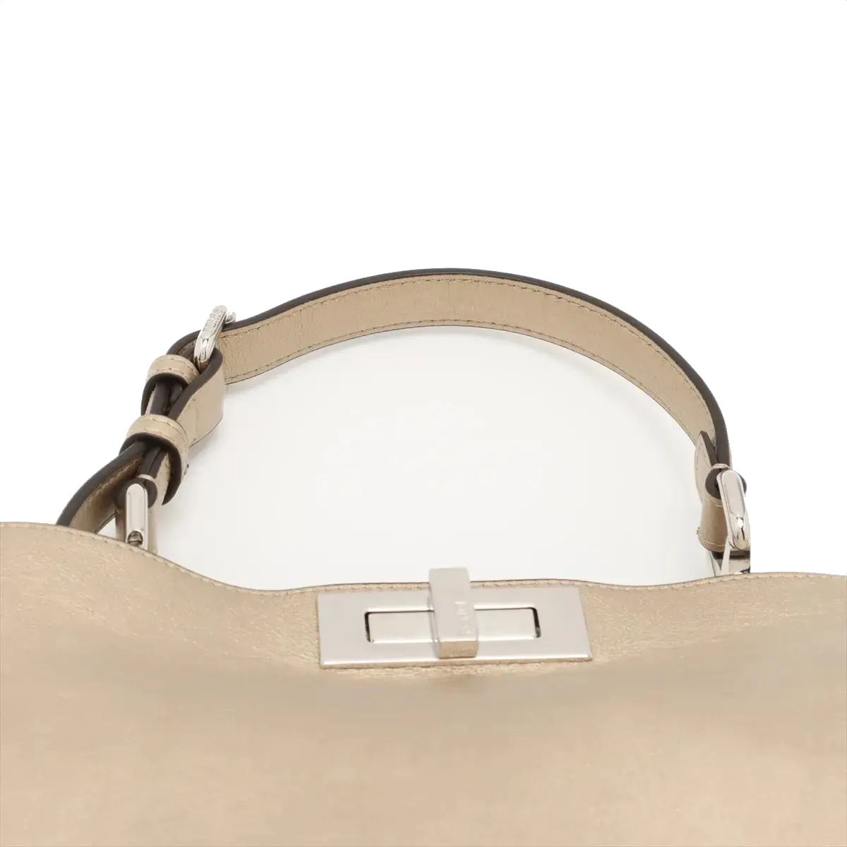 Pre-Loved Peekaboo Handbag Leather with Silver Hardware, Metallic Gold