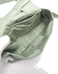 Pre-Loved Cassette Crossbody Bag Intrecciato Leather Mini with Silver Hardware, Sage Green
