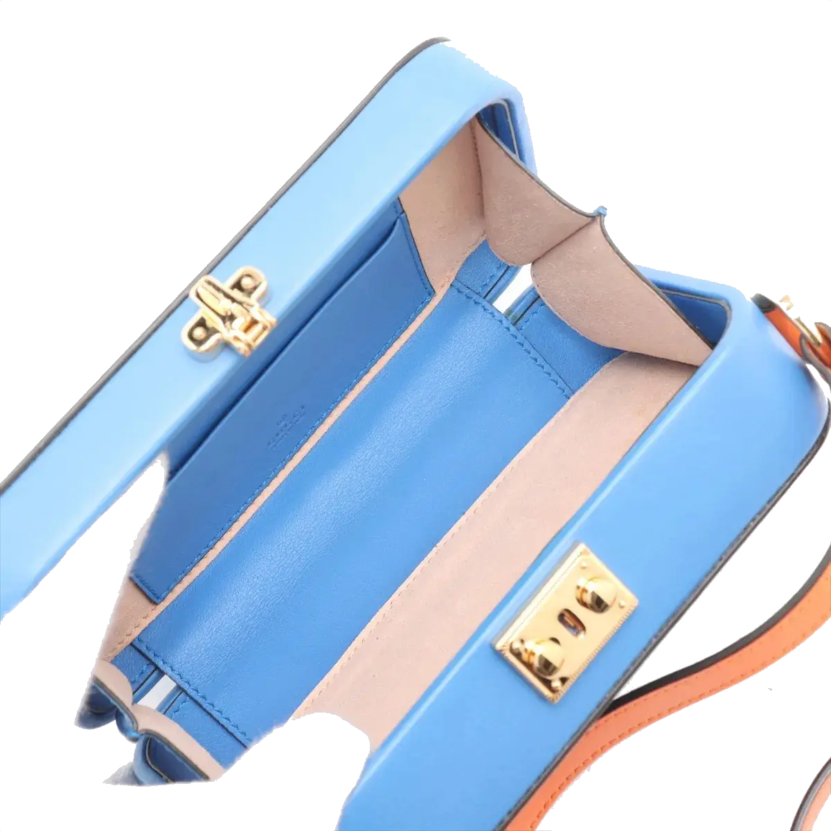 Pre-Loved Blondie Crossbody Bag Leather Mini with Gold Hardware, Blue