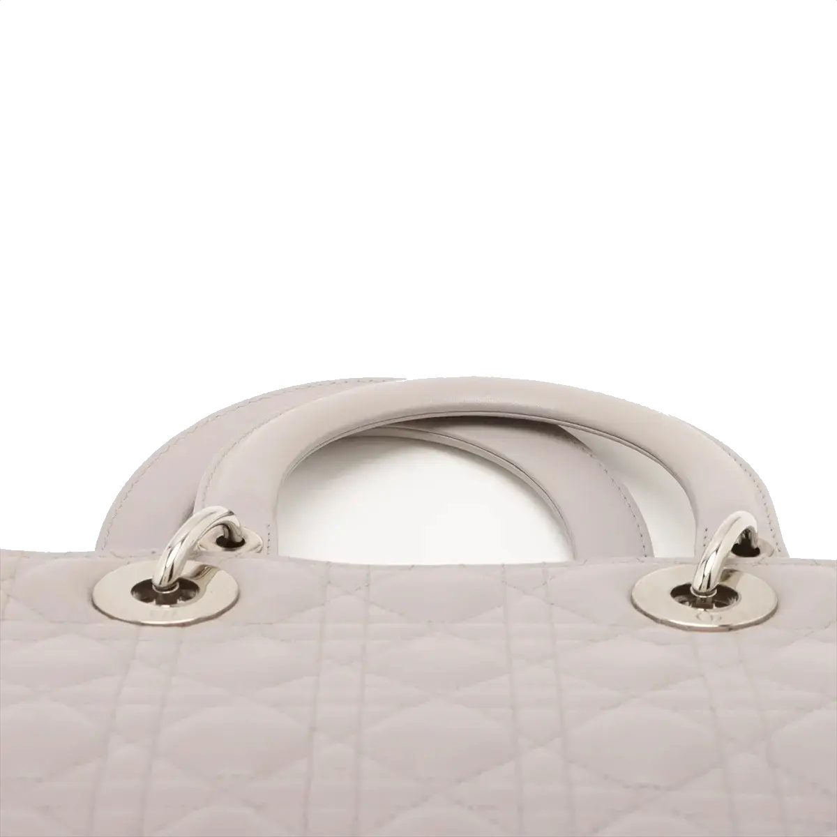 Pre-Loved Lady Dior Handbag Cannage Leather Large with Silver Hardware, Grey