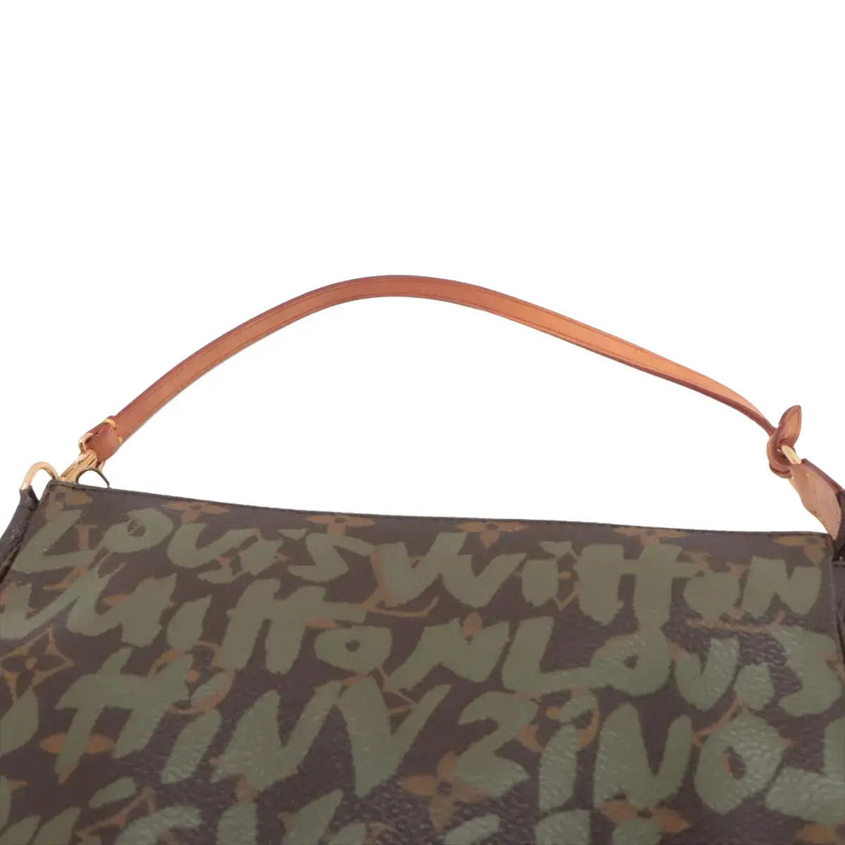 Pre-Loved Pochette Accessoires Graffiti Pochette Monogram Graffiti Coated Canvas with Gold Hardware, Brown with Khaki Green Graffiti