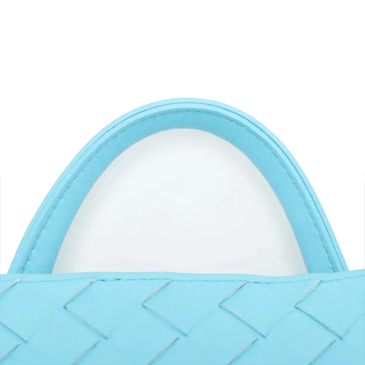 Pre-Loved Andiamo Handbag Intrecciato Leather Small with Gold Hardware, Light Blue
