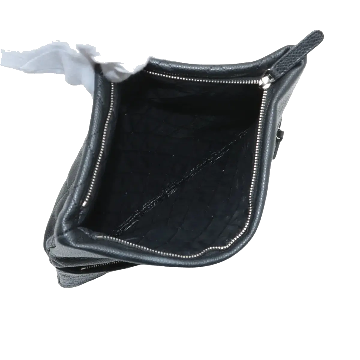 Pre-Loved Quilted Fold-Over Clutch Clutch Quilted Leather with Silver Hardware, Black