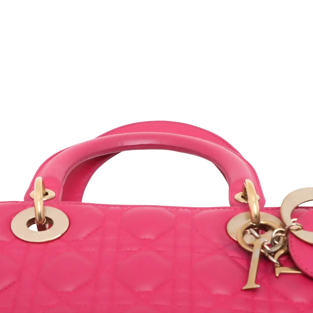 Pre-Loved Lady Dior Handbag Cannage Leather Large with Gold Hardware, Pink