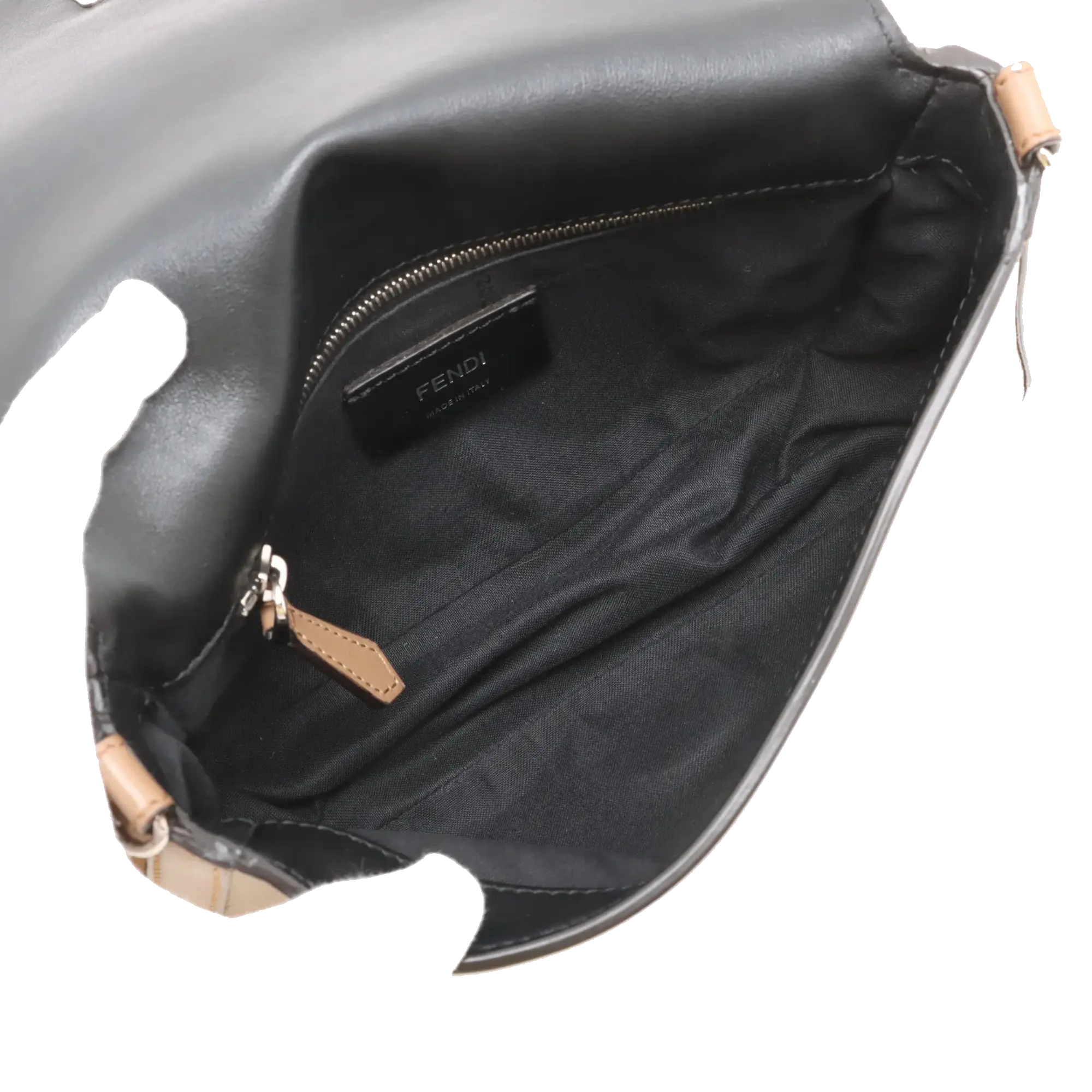 Pre-Loved Baguette Crossbody Bag Monogram Suede Mini with Silver Hardware, Beige