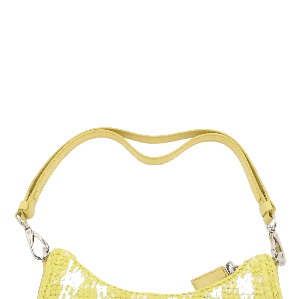 Pre-Loved Re-Edition 2005 Shoulder Bag Crochet Raffia Gingham Mini with Silver Hardware, Yellow and White