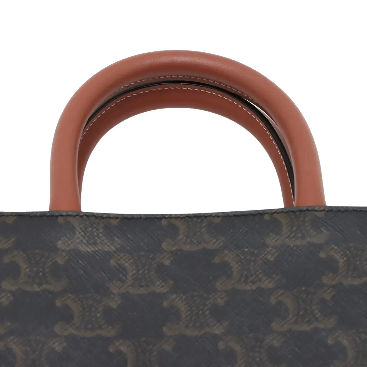 Pre-Loved Vertical Cabas Tote Triomphe Canvas Coated Mini with Gold Hardware, Brown