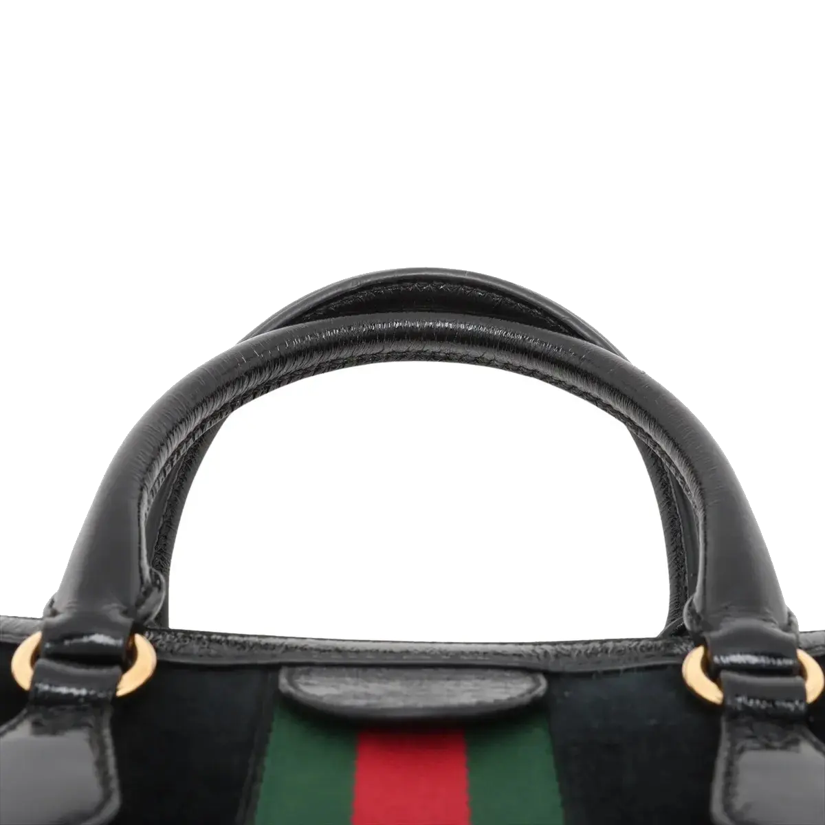 Pre-Loved Ophidia Handbag Suede Small with Gold Hardware, Black