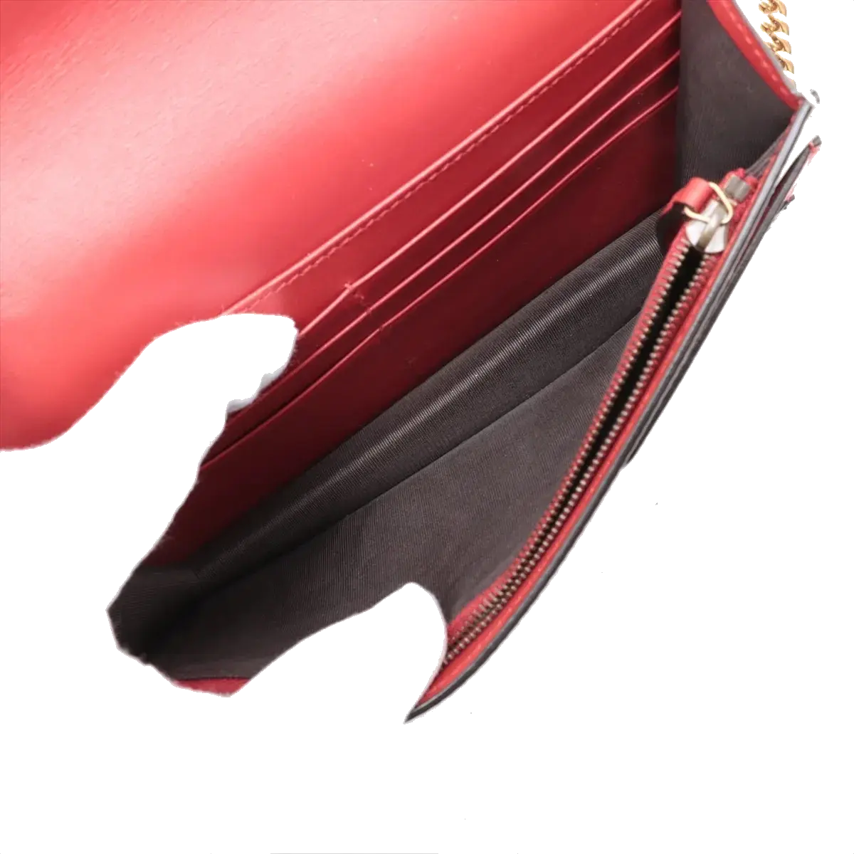 Pre-Loved Queen Margaret Wallet on Chain Crossbody Bag Leather Mini with Aged Gold Hardware, White, Red, and Navy Blue