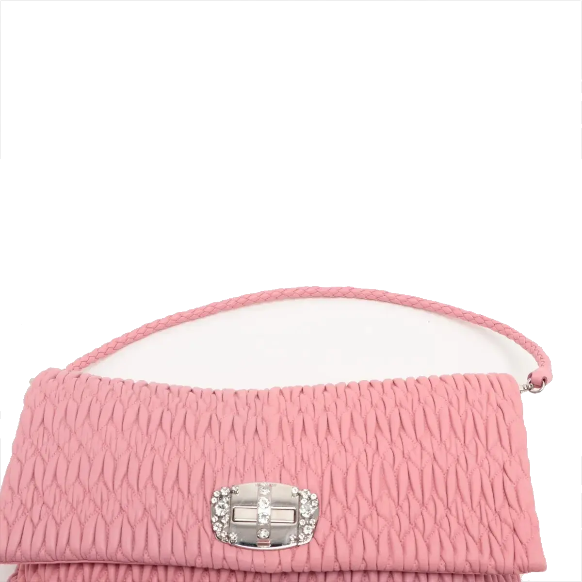 Pre-Loved Matelassé Crystal Cloquè Shoulder Bag Quilted Leather with Silver Hardware, Pink