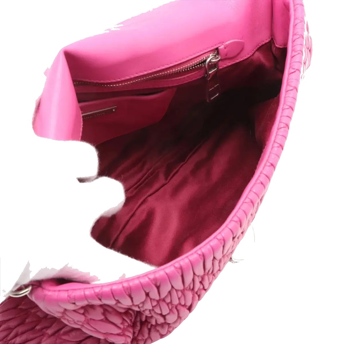 Pre-Loved Crystal Matelassé Shoulder Bag Matelassé Leather with Silver Hardware, Pink