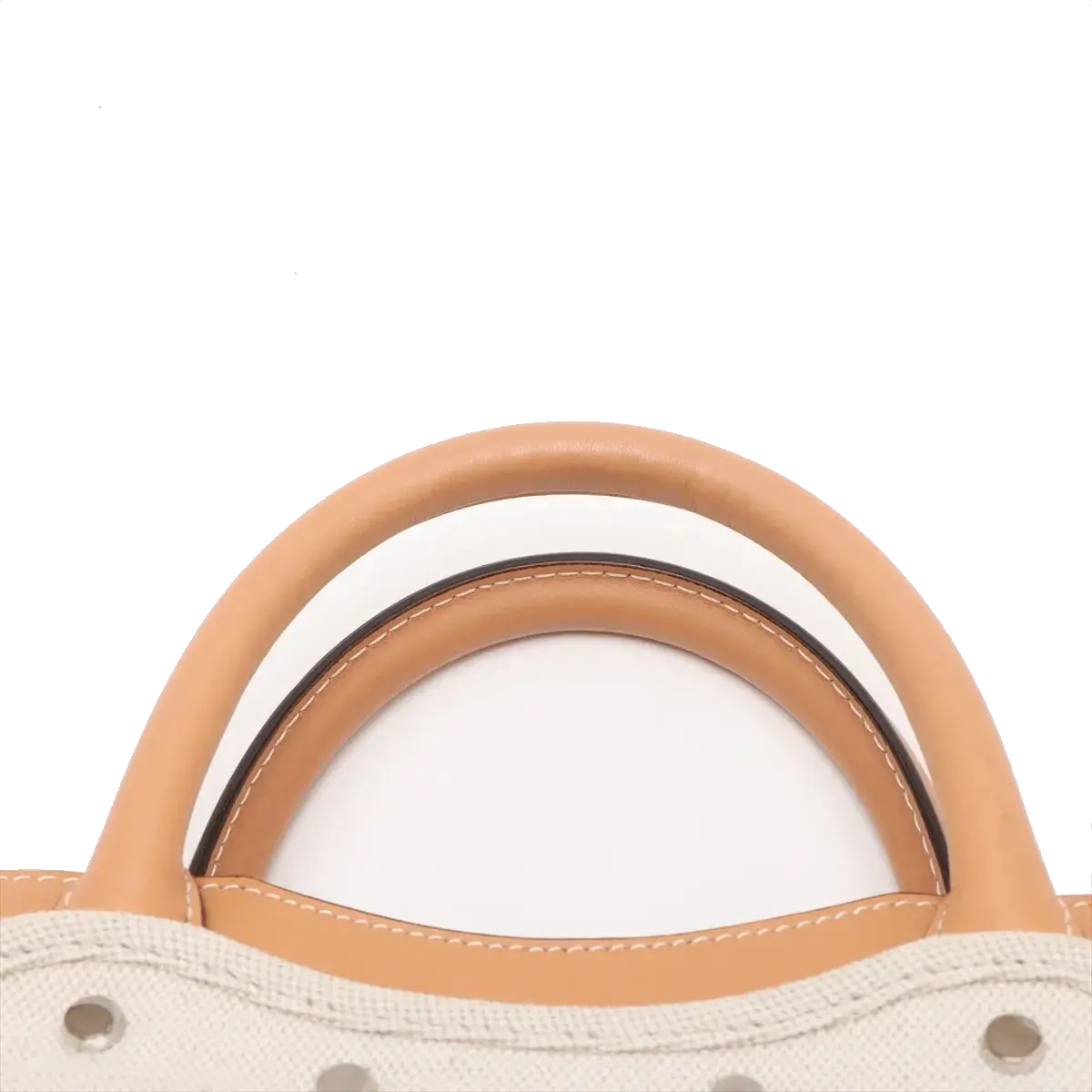 Pre-Loved Navy Cabas Handbag Canvas Plain Mini with Silver Hardware, Natural / Beige
