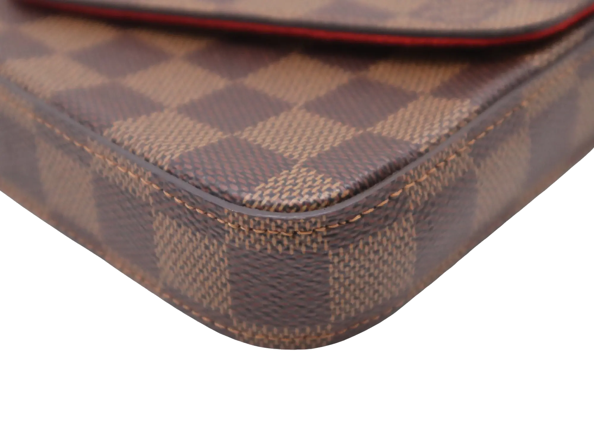 Pre-Loved Félicie Pochette Damier Canvas Coated with Gold Hardware, Brown