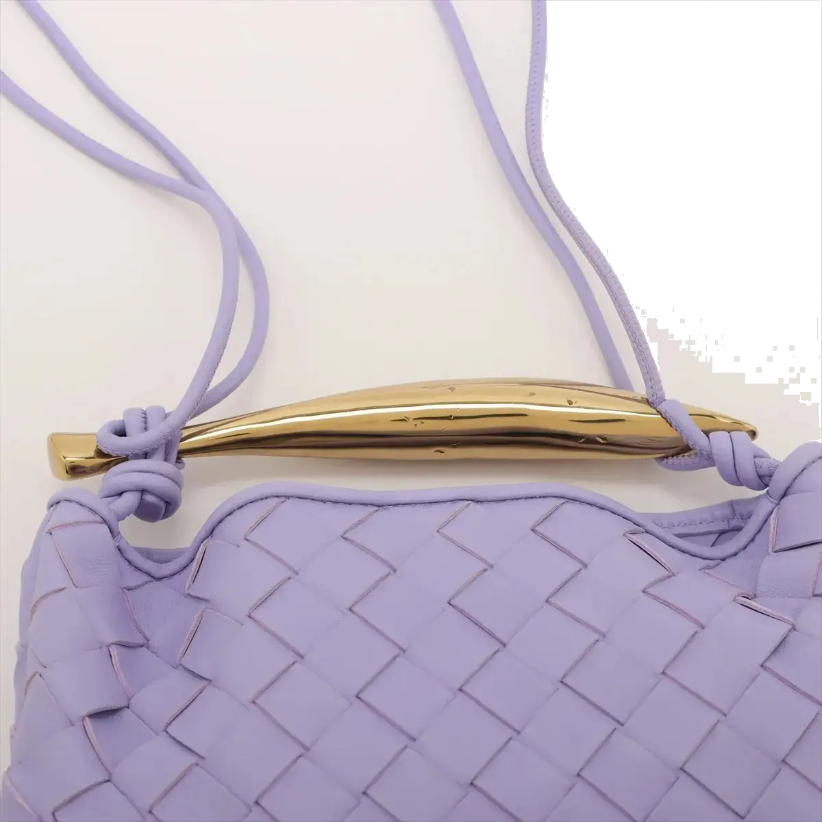 Pre-Loved Sardine Crossbody Bag Intrecciato Leather Mini with Gold Hardware, Lilac