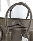 Pre-Loved Luggage Tote Leather Mini with Silver Hardware, Taupe