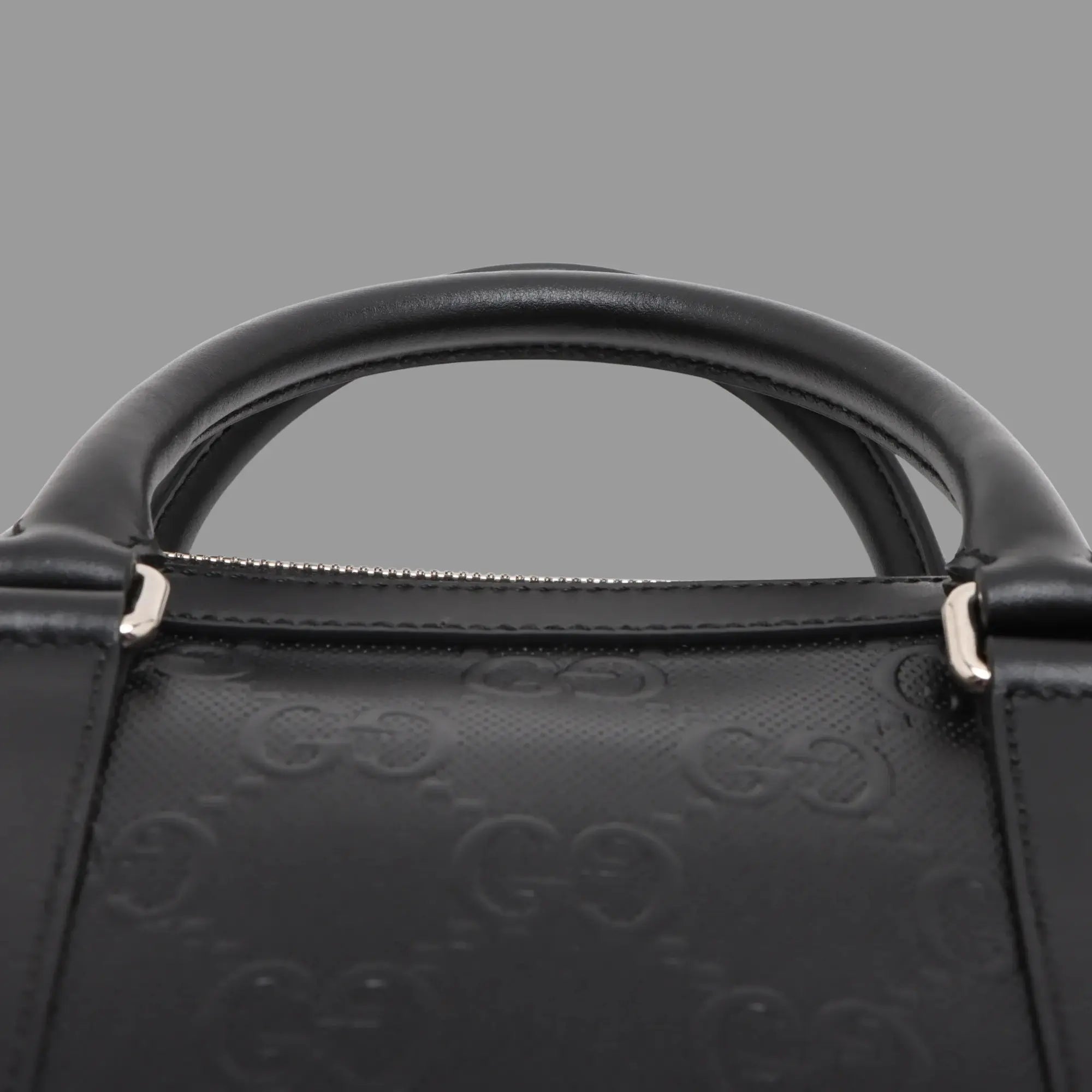Pre-Loved GG Embossed Briefcase Leather with Silver Hardware, Black