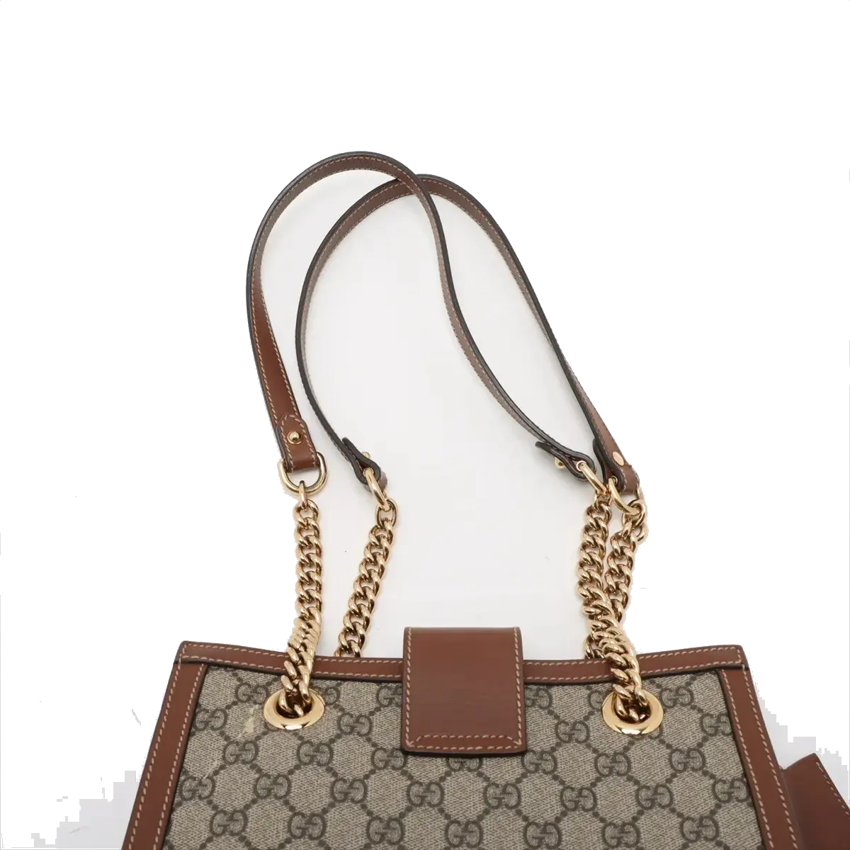Pre-Loved Padlock Tote Monogram Coated Canvas Small with Gold Hardware, Beige Ebony